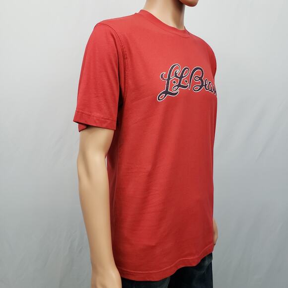 L.L.Bean Men's Carefree Unshrinkable Tee Logo T-Shirt  Short-Sleeve Red S - Picture 5 of 11